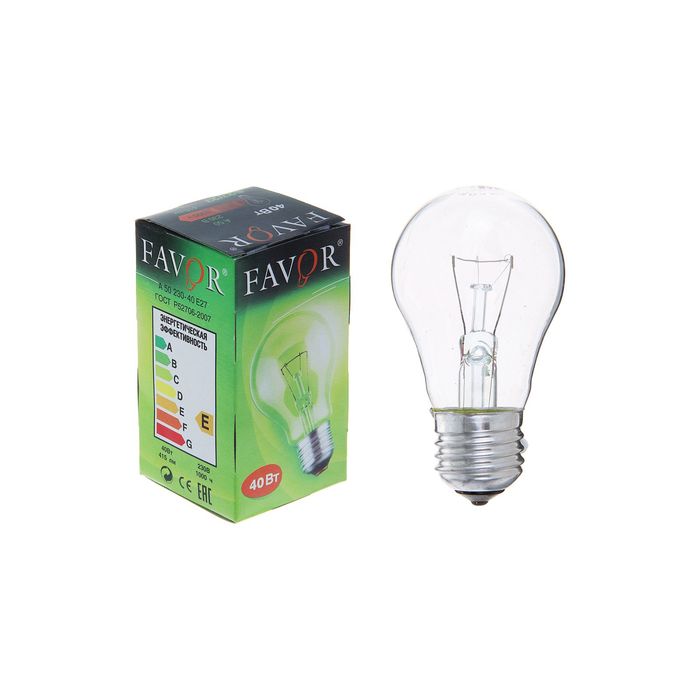 Лампа накаливания Favor Б, Е27, 40 Вт, 230 В