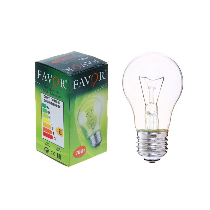 Лампа накаливания Favor Б, Е27, 75 Вт, 230 В