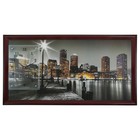 Часы-картина настенные, серия: Город, "Ночной Бостон", 50 х 100 см - фото 1047873