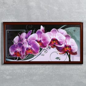 Часы-картина настенные, серия: Цветы, "Нежная орхидея", 50х100  см, микс