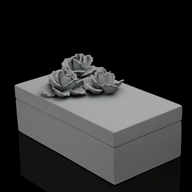 Шкатулка "Цветы", серая, 15 × 28 × 16 см