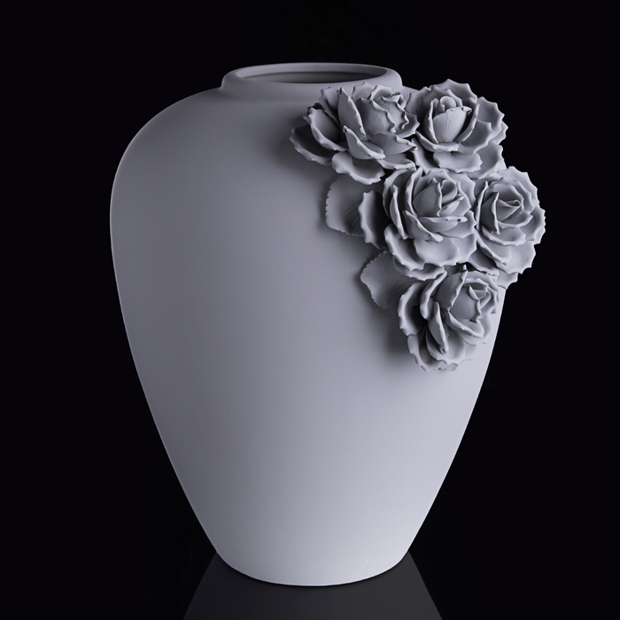Ваза интерьерная "Цветы", серая, 38 × 38 × 43 см - фото 224412