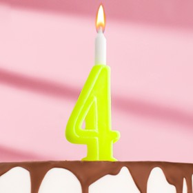 Свеча для торта цифра "Классика", 12 см, цифра "4" жёлтая