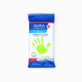 Влажные салфетки Aura, антибактериальные, 20 шт.