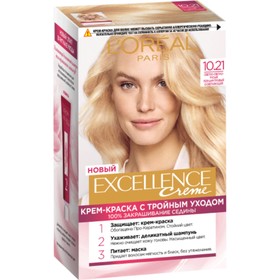 Крем-краска для волос L'Oreal Excellence Creme, тон 10.21, светло-светло русый перламутровый