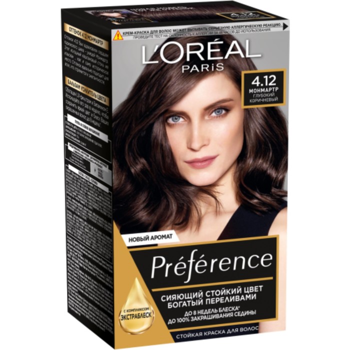 Краска для волос L'Oreal Preference, 4.12, &quot;Монмартр&quot;, 174 мл