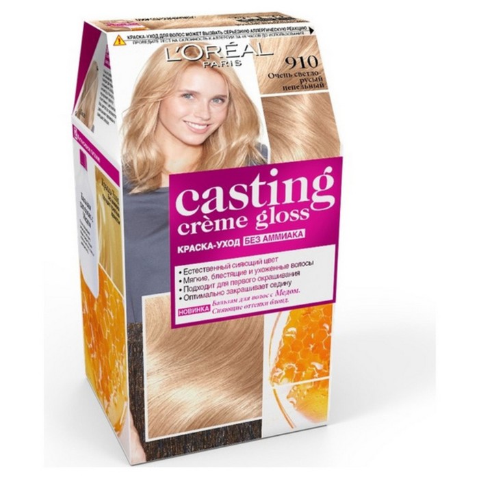 Краска для волос L'Oreal Casting Creme Gloss, 910, очень светло-русый пепельный, 254 мл