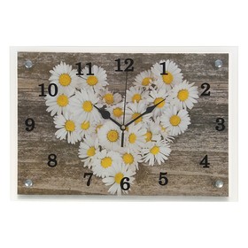 Часы настенные, серия: Цветы, ′Ромашки в форме сердца′, 25 х 35 см в Донецке