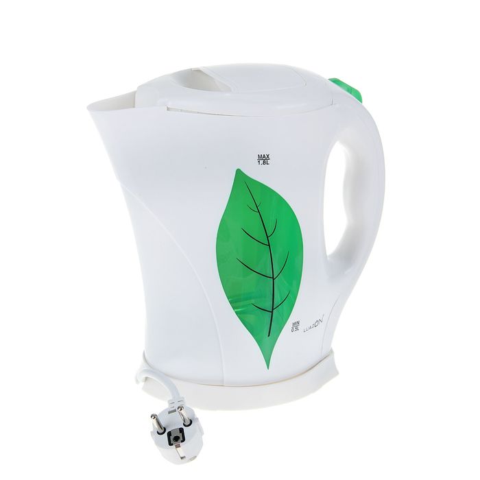 Чайник электрический LuazON LPK-1802, 1.8 л, 1850 Вт, бело-зелёный