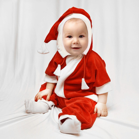 Карнавальный комбинезон для самых маленьких "Дед Мороз", велюр, рост 68-92 см, цвет красный, оттенки МИКС