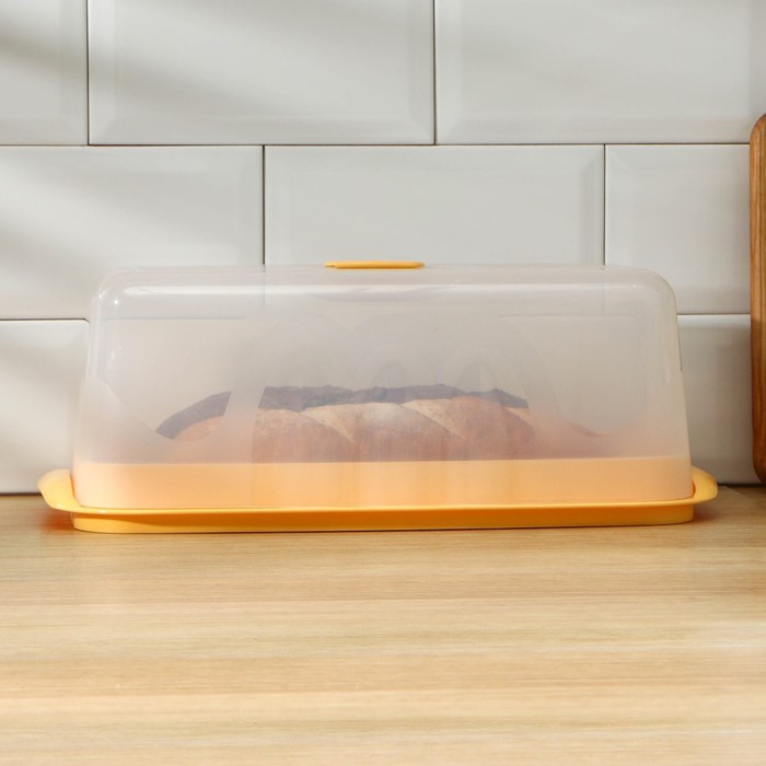 Хлебница с прозрачной крышкой, 36×22×13,5 см, цвет МИКС
