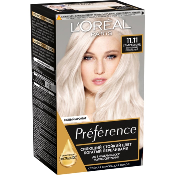 Краска для волос L'Oreal Preference, 11.11, пепельный ультраблонд, 174 мл