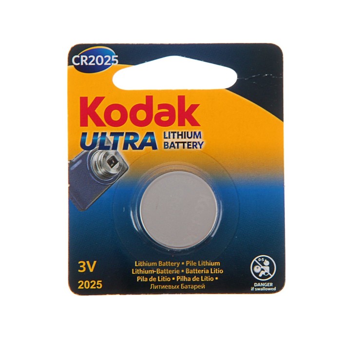 Батарейка литиевая Kodak Ultra, CR2025-1BL, блистер, 1 шт.