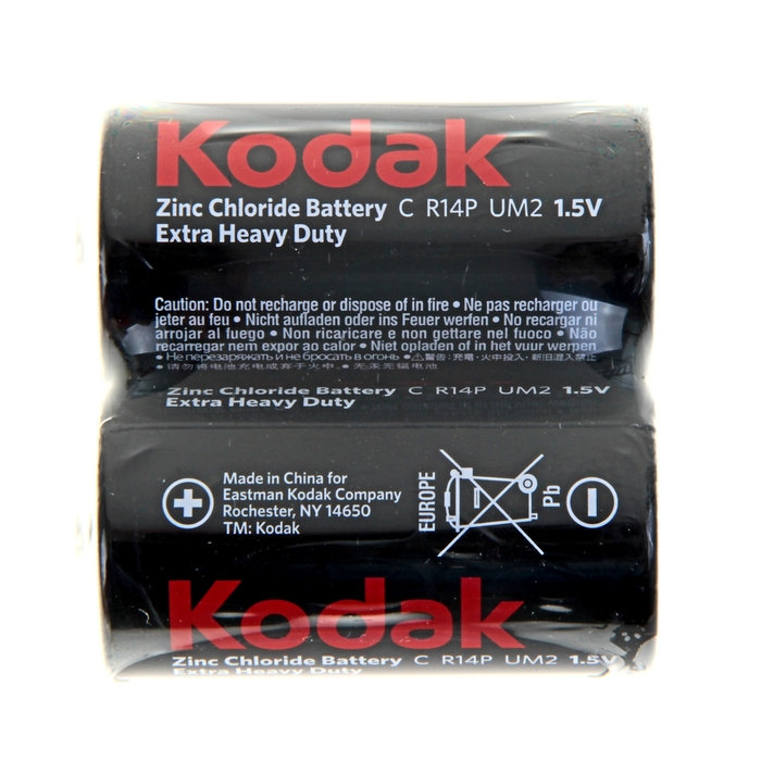 Батарейка солевая Kodak Extra Heavy Duty, С, R14-2S, спайка, 2 шт.