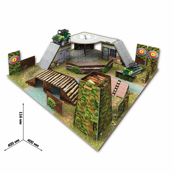 Набор игровой "Военная база" сборный 3D: аксессуары, танк, инструкция
