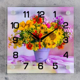 Часы настенные, серия: Цветы, ′Полевой букет′, плавный ход, 25 х 25 см в Донецке