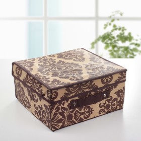 Короб для хранения с крышкой «Вензель», 30×28×15 см, цвет коричнево-бежевый