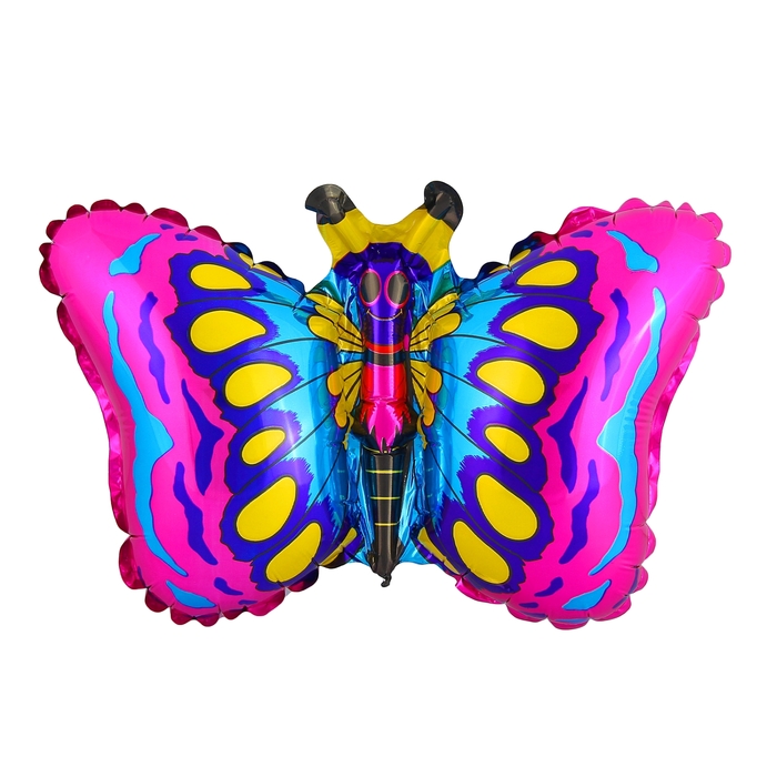 Шар фольгированный 12" "Бабочка" для палочки, цвет малиновый
