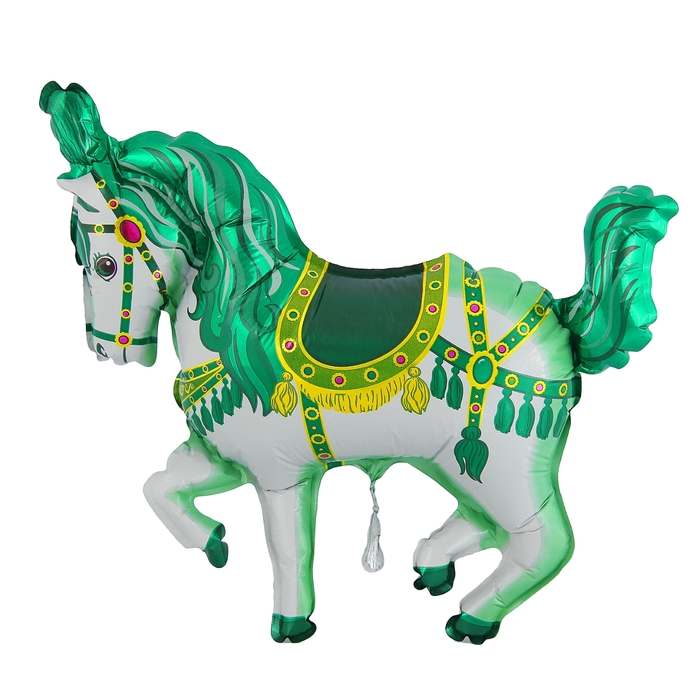 Шар фольгированный 12" "Лошадь цирковая" для палочки, цвет зелёный