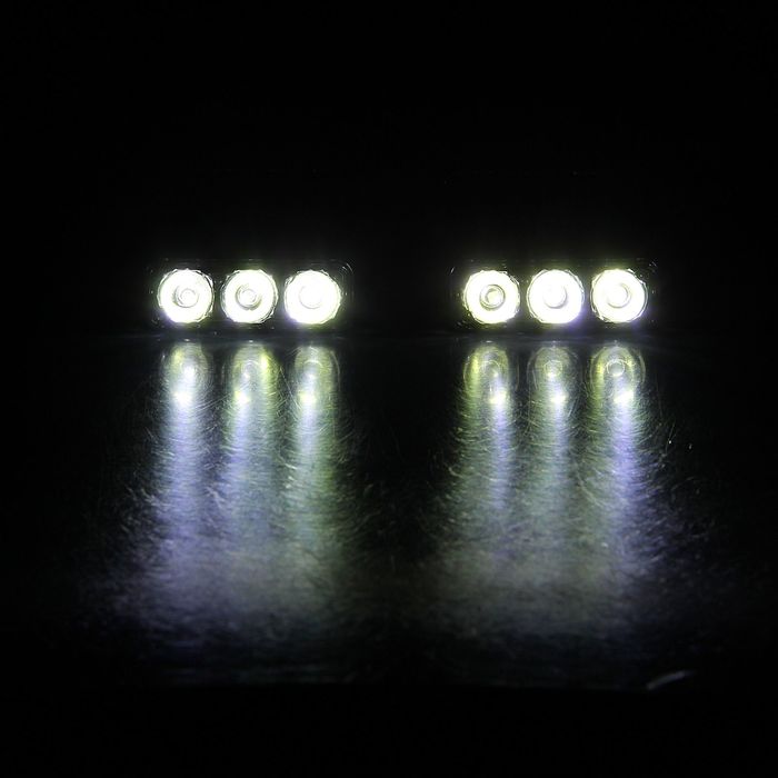 Дневные ходовые огни TORSO DRL-3-1, 3 LED, 9 Вт, 12 В, 2 шт., металл, корпус черный