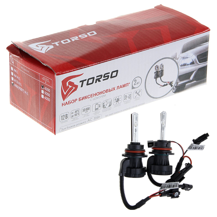 Комплект биксеноновых ламп TORSO HB5(9007), для блоков AC, 12 В, 4300 К, 2 шт.