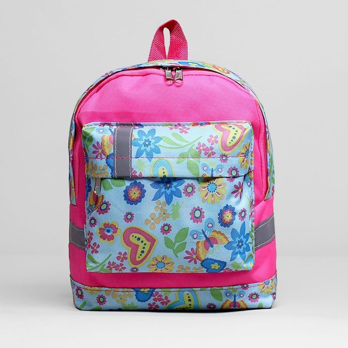 Рюкзак детский, 1 отделение, наружный карман, цвет розовый/сиреневый, сердца
