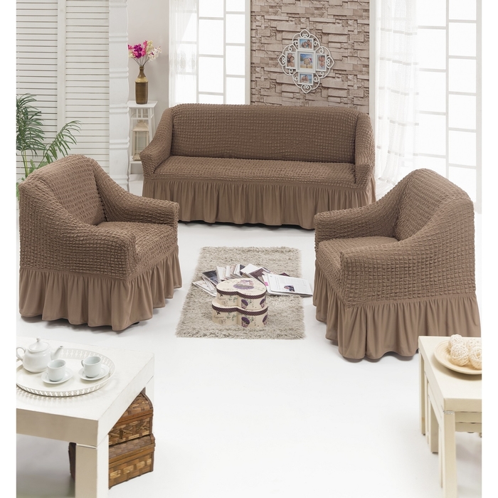 Чехол для мягкой мебели DO&amp;CO DIVAN KILIFI 3-х предметный, цвет серо-коричневый