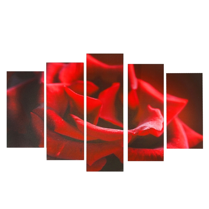 Картина модульная на подрамнике "Алая роза" 2-25х52, 2-25х66,5, 1-25х80, 80*140 см - фото 885007