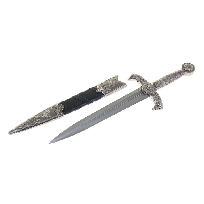 Сувенирный кинжал «Полдень», 43 см, резные ножны, чёрно-серебристый