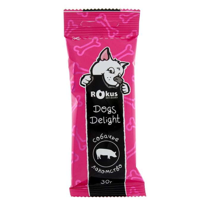 Жевательное лакомство для чистки зубов ROKUS Dog's Delight для собак всех пород со вкусом ветчины, 30г