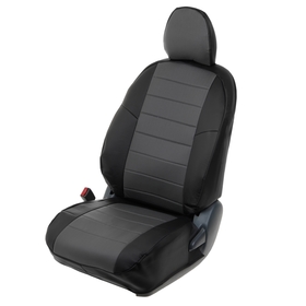 Авточехлы для Hyundai Solaris седан, зад 60/40, 2010-2017, черный, серый, экокожа, набор 1253020