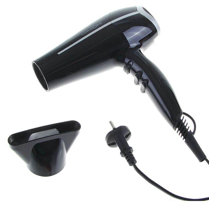 Фен для волос LuazON LF-04, 2200 Вт, 2 скорости, 3 температурных режима, чёрный