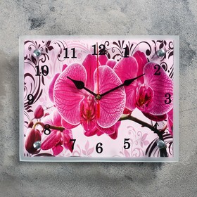 Часы-картина настенные, серия: Цветы, "Розовые орхидеи с узором", 20х25  см, микс в Донецке