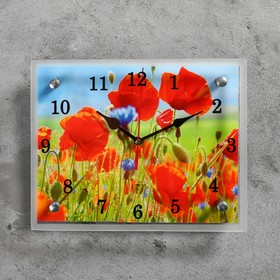Часы настенные, серия: Цветы, "Маки в поле", микс 20х25 см в Донецке