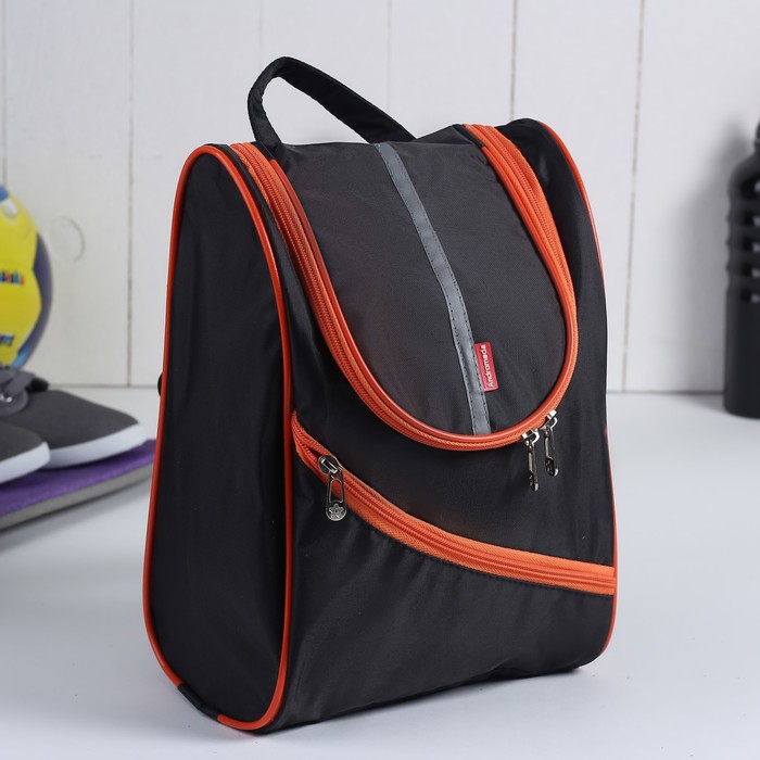Рюкзак молодежный на молнии, 1 отделение, 1 наружный карман, чёрный/оранжевый