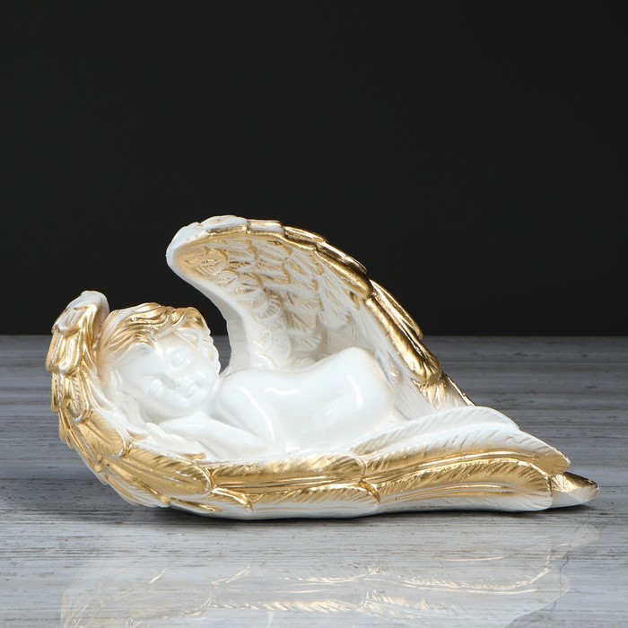 Сувенир "Ангел в крыле", бело-золотой, 16 см