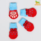 Socks cotton non-slip Bow size M, set of 4 PCs, red blue
