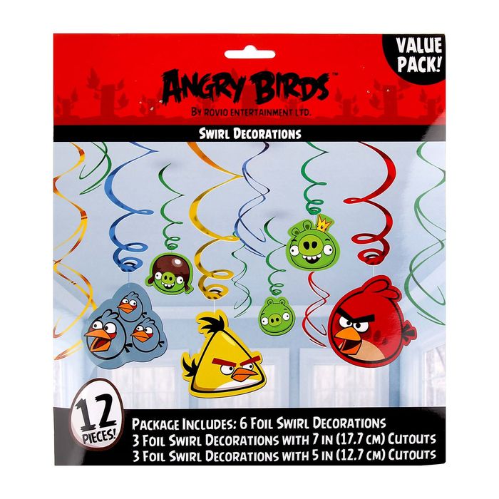 Спираль Angry Birds, 46-60 см, 12 шт.