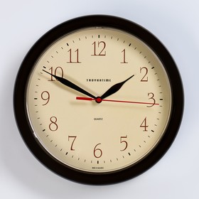 Часы настенные, серия: Классика, d=24 см, коричневый обод