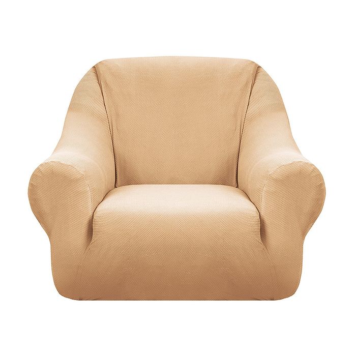 Чехол на кресло &quot;Бирмингем&quot;, ширина спинки 110 см, высота до 95 см, цвет бежевый рубчик