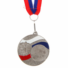 Медаль призовая, триколор, серебро, d=5 см - фото 6799725