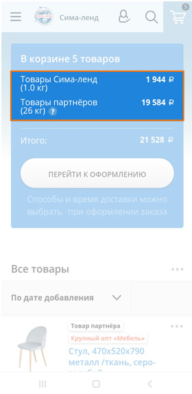 Общая стоимость товаров