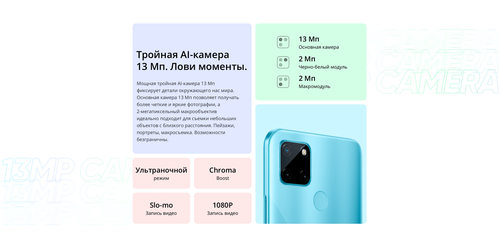 Тройная Al-камера 13 Мп