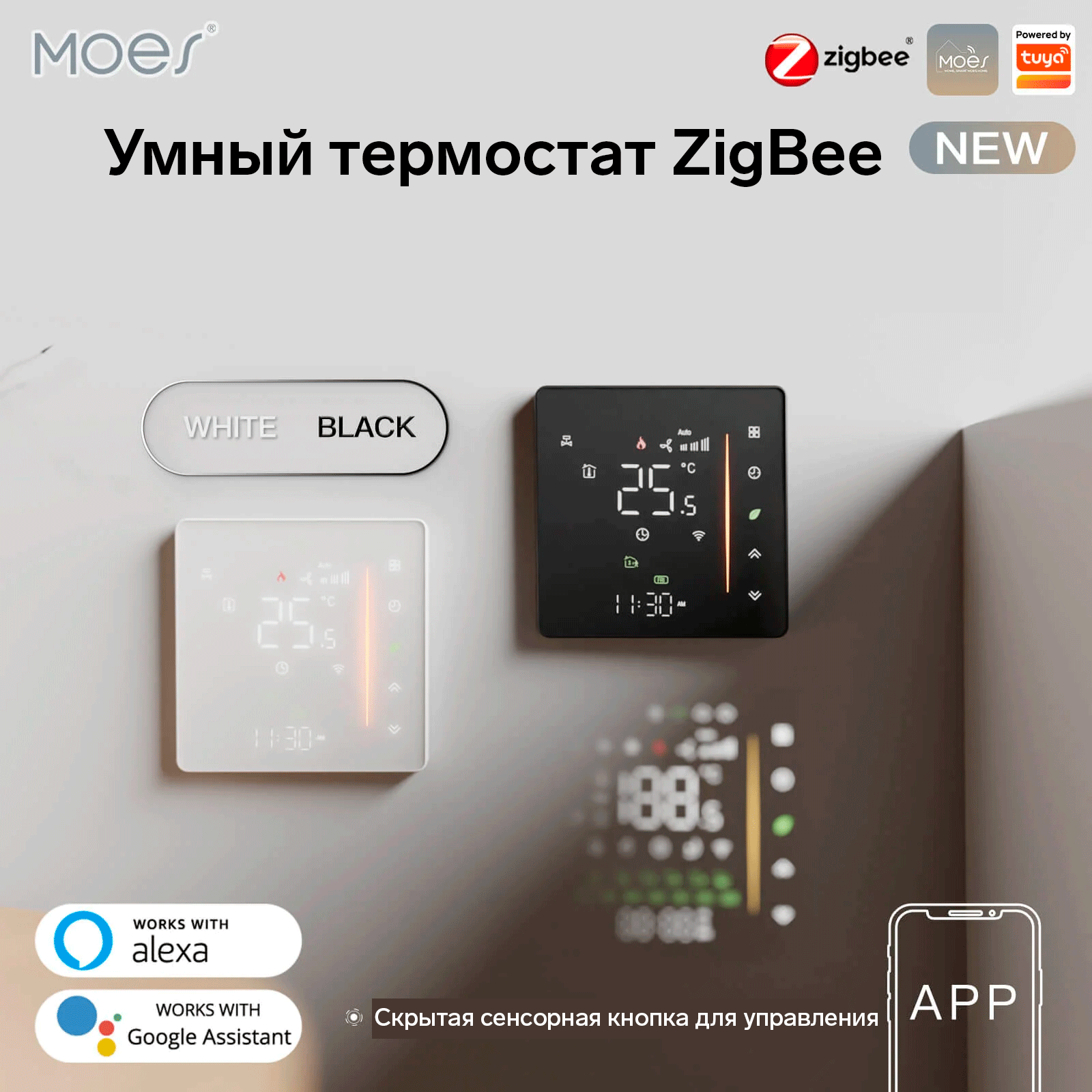 Умный термостат MOES ZHT-006-GB-WH-MS