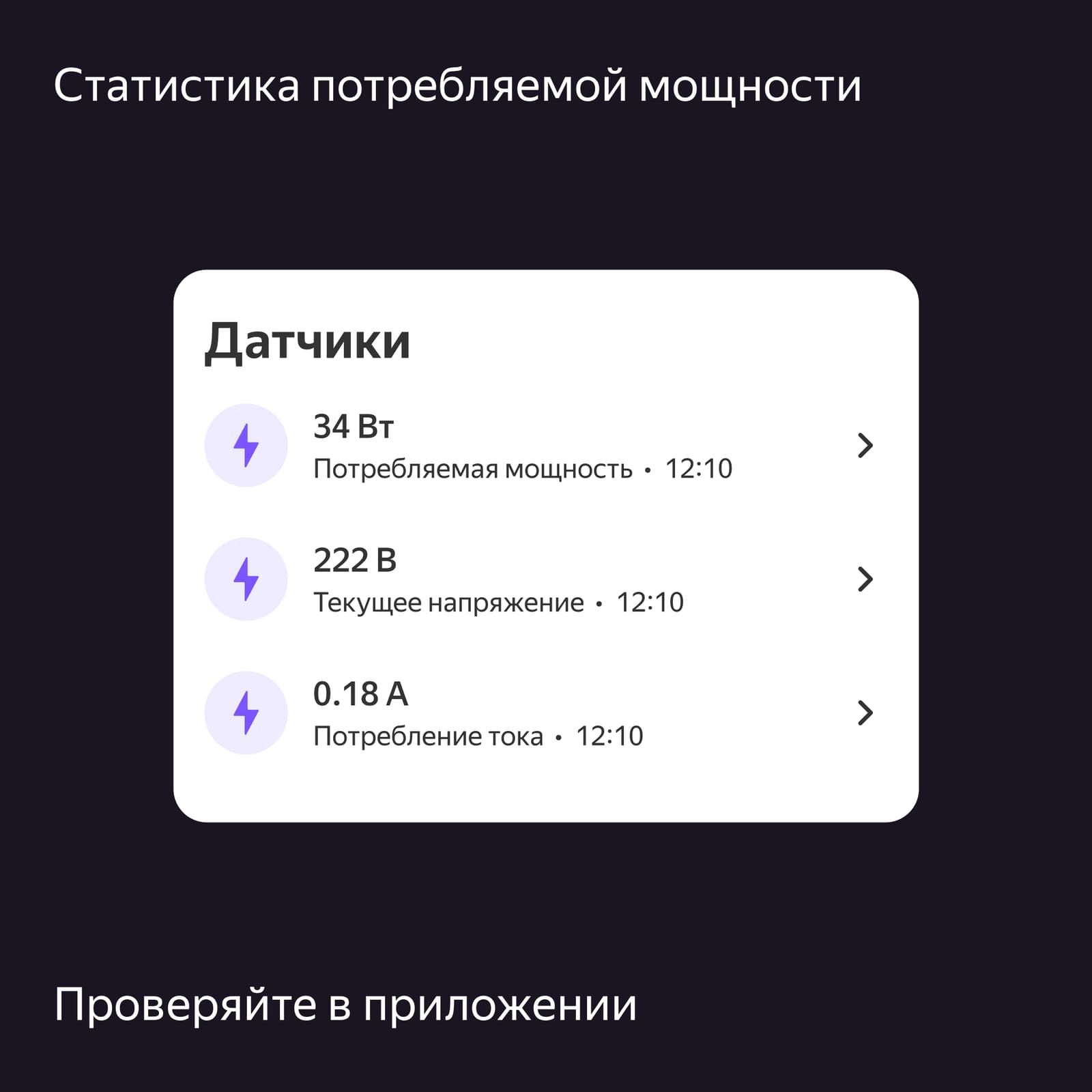 Проверяйте в приложении статистику потребляемой мощности.