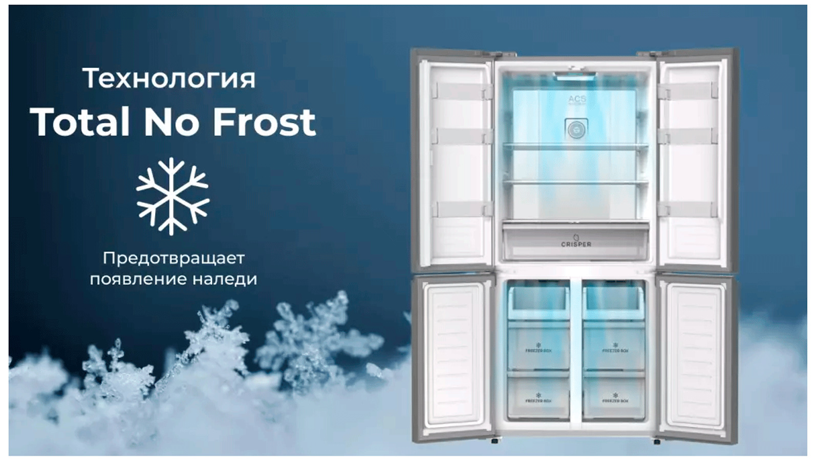 Оснащено индикацией включения и режима работы, отображением температуры в холодильной и морозильной камерах.