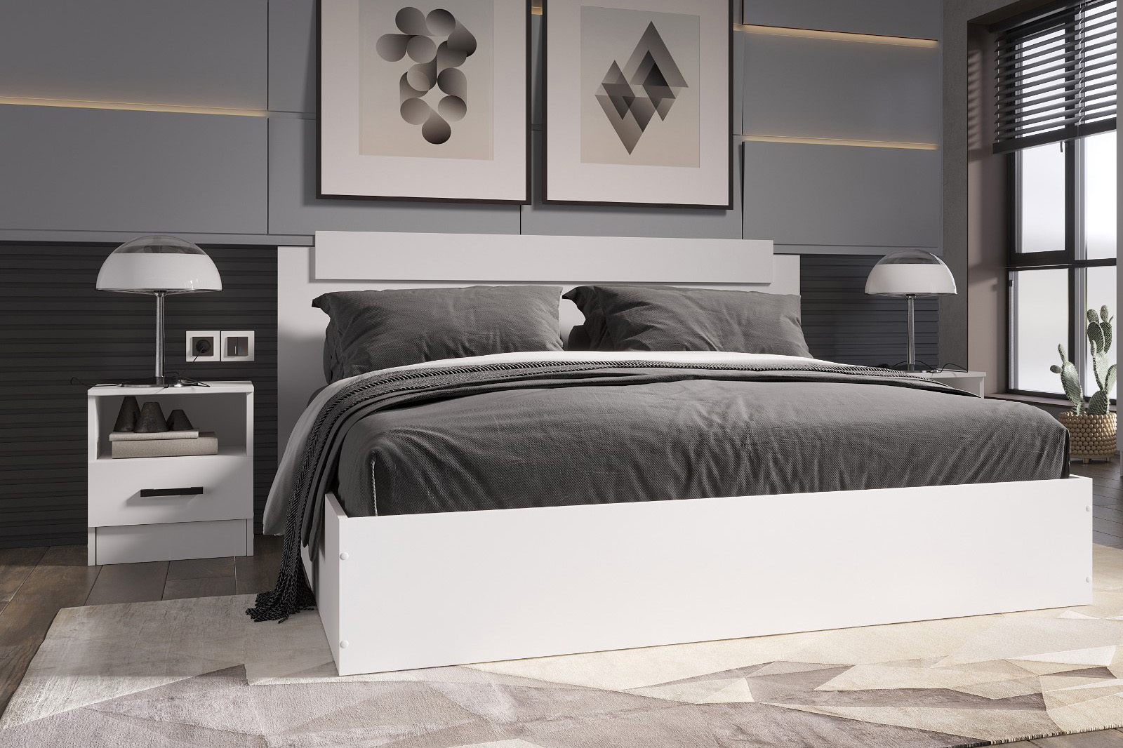 Двуспальная кровать «ЭКО», с изголовьем