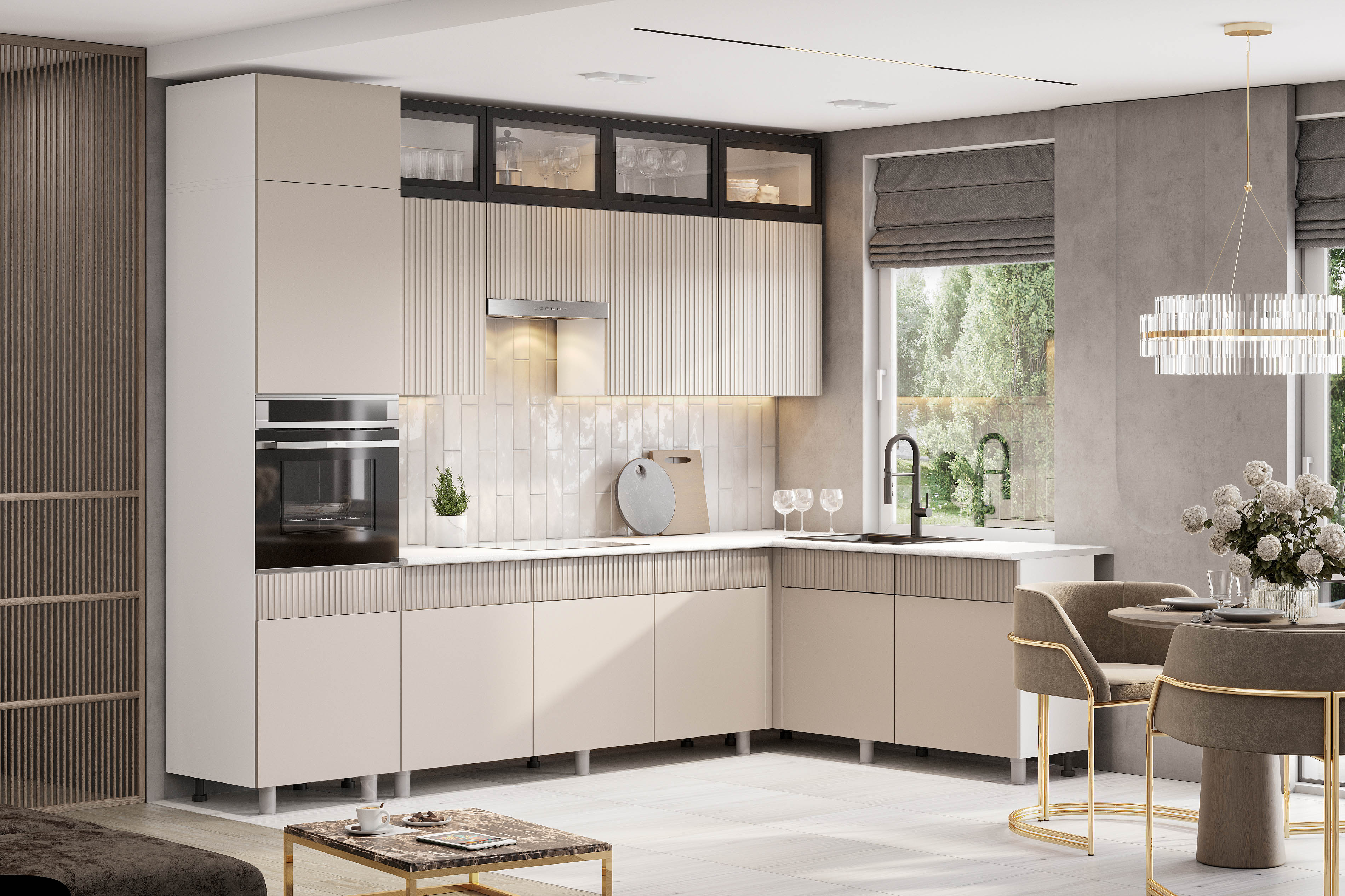 Кухонный гарнитур угловой до потолка «София»