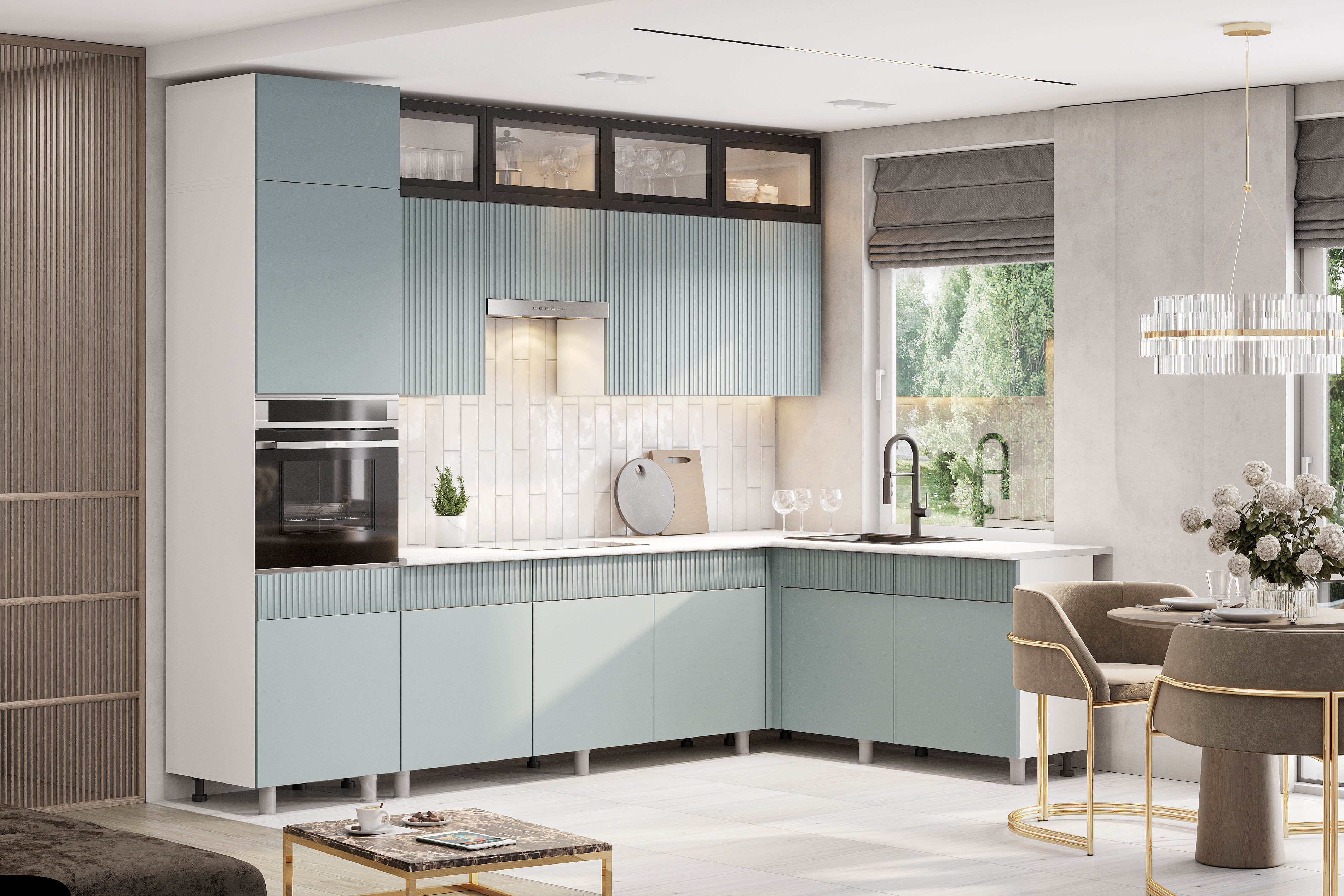 Кухонный гарнитур угловой до потолка «София»